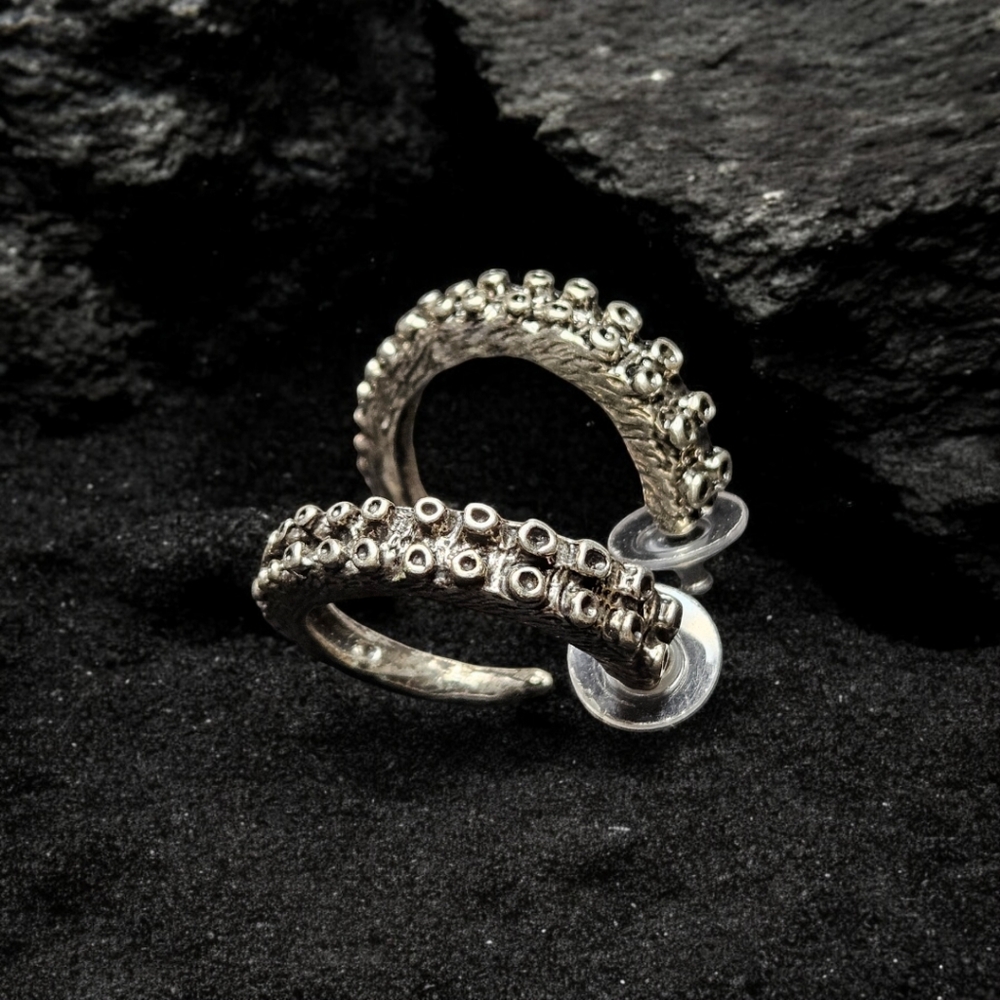 Octopus Hoops 2inch sterling silver post